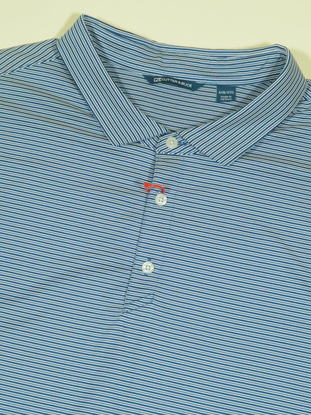 Cutter & Buck Performance Golf Polo Shirt Mens 4XB Blue White Striped New